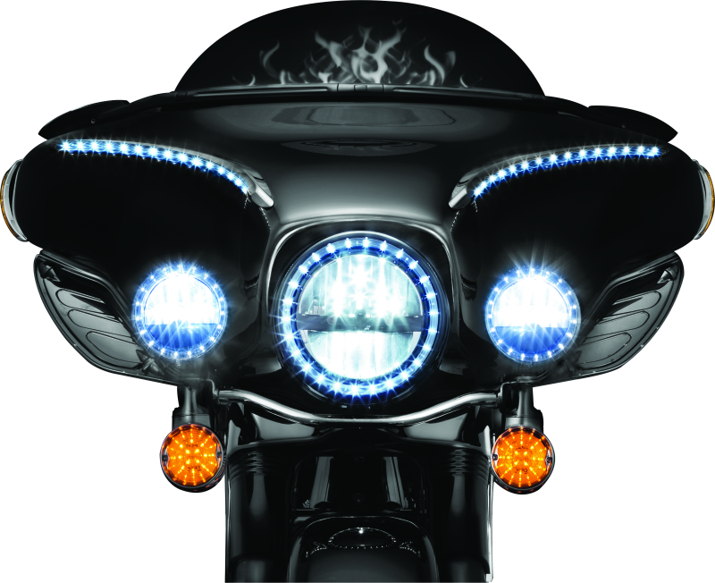 Kuryakyn LED Front Turn Signal Conversion Flat Style Insert Amber Lens - 5441 For Harley Touring 1994-2019