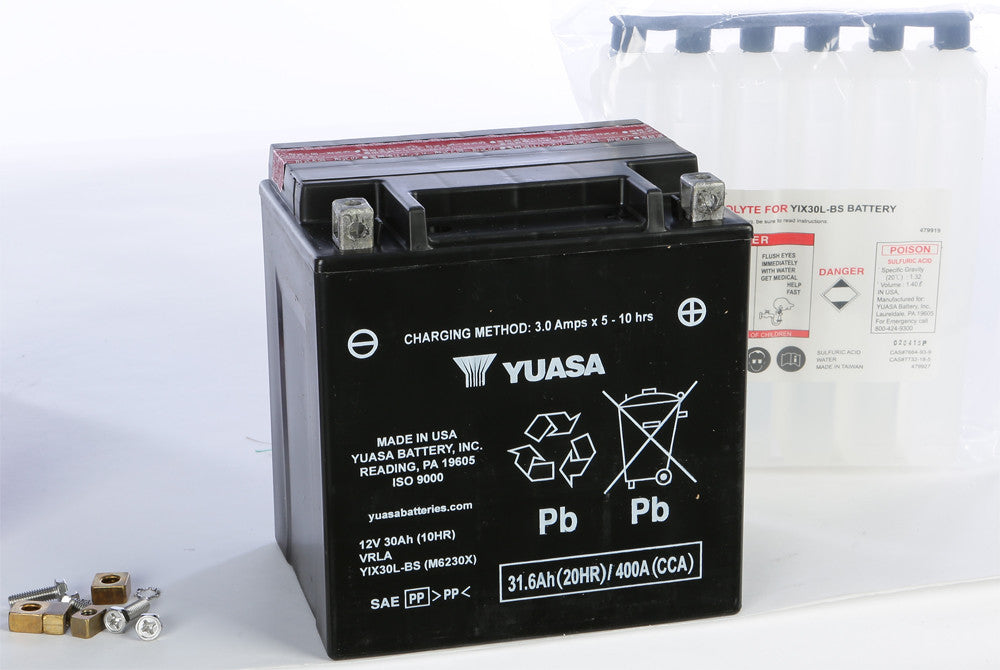 Yuasa Battery YIX30L-BS Maintenance Free - YUAM6230X For Harley Touring 1997-2015 | BMW Motorcycles 1969-1995 | Ski-Doo Snowmobiles 2013-2023