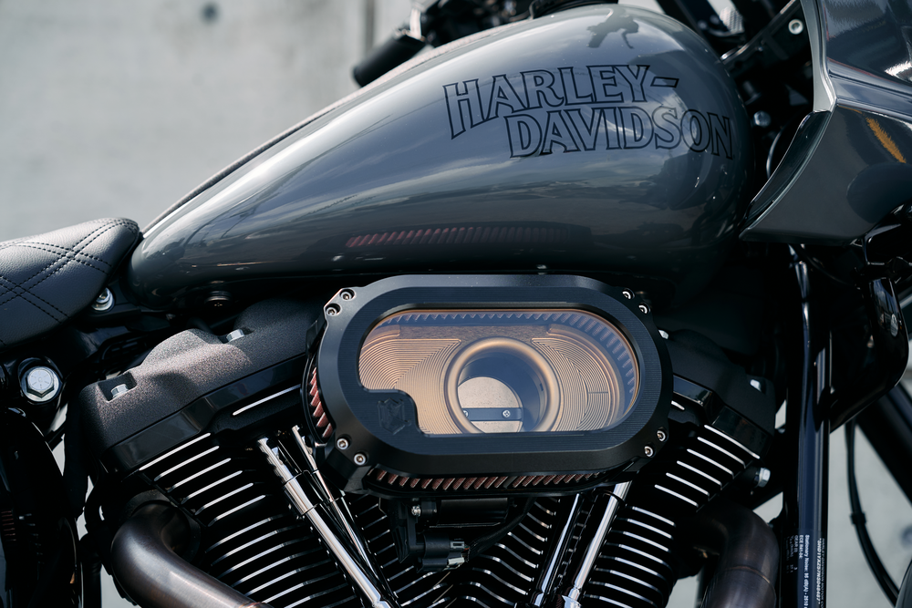 Kens Factory NL TC Air Cleaner W Glass Black W Gold - NXT-03BG For Harley Touring 2008-2016