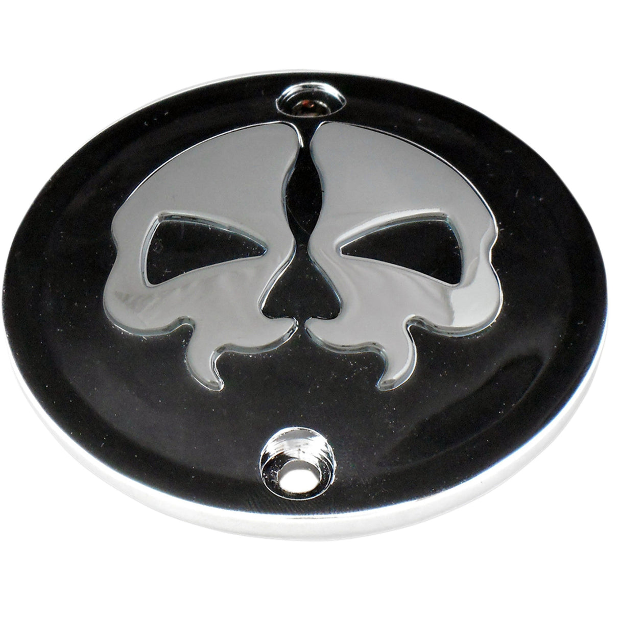 DRAG SPECIALTIES Split Skull Points Cover Chrome - Black 2 Hole Sportster