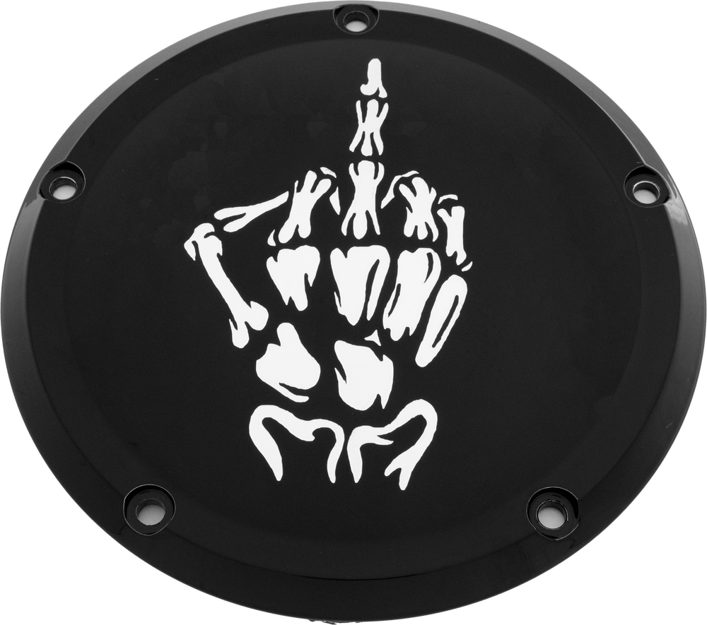 Custom Engraving 563-05071 SKUL24-46BG 7 M8 FLT/FLH DERBY COVER BONE FINGER BLACK