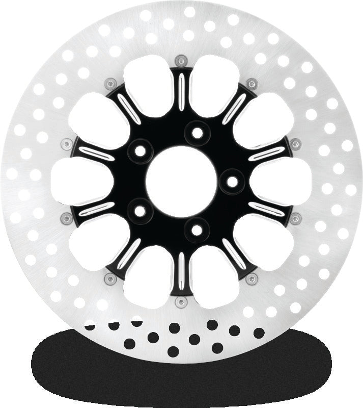 Performance Machine Disc Carr 11.8 Revel Rear Right Contrast Cut Platinum - 0133-1802RELS-BMP For Harley Touring 2008-2021