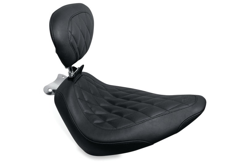 Mustang Motorcycle Mustang Standard Rear Tire Wide Tripper Solo Seat W Driver Backrest Black - 79821 For Harley Softail 2000-2017
