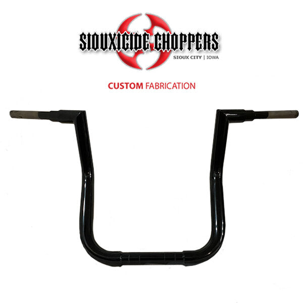 Siouxicide Choppers Indian Handlebars - Stock + 4 Inches, 1 1/2 in, Gloss Black, For 2023-Up Pursuit
