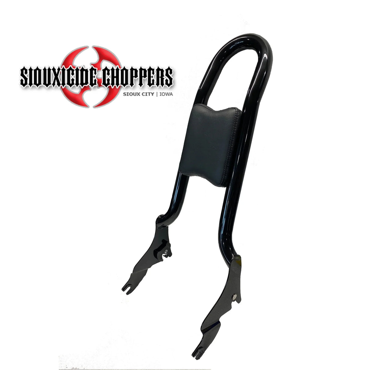 Siouxicide Choppers Touring Kobra Backrest Kobra, Chrome, Perforated Pad Double Diamond Black For Harley Touring 2009-2026