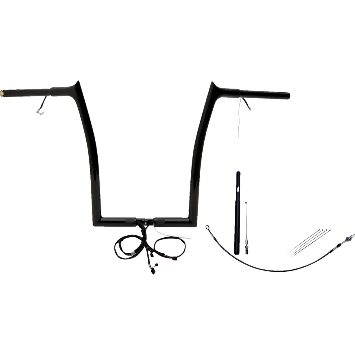 FAT Baggers INC. EZ Install Wired 1-1/4" Pointed Top Handlebar Kit 16" Black - 912916-B For Harley Road Glide 2021-2022