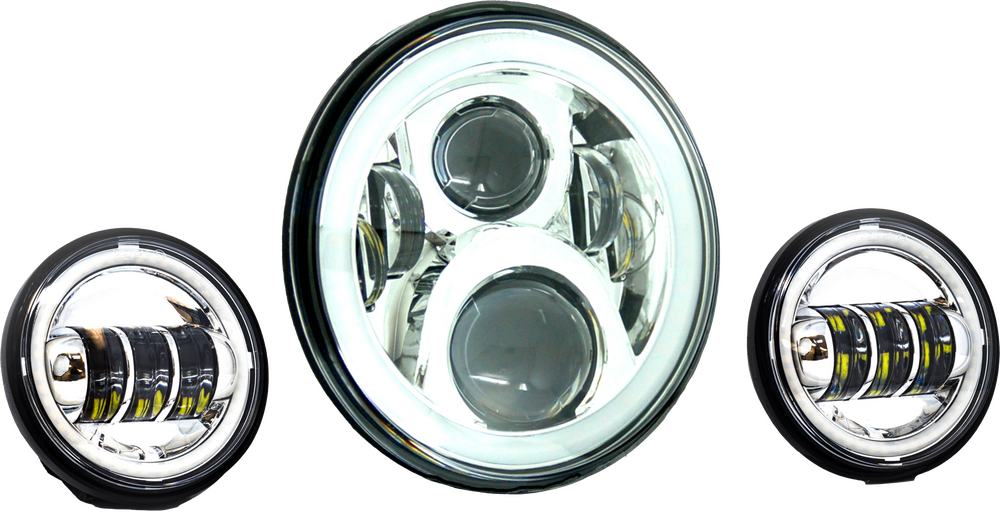 Letric Lighting Co LLC-Ilhk-7B 7" LED Hdlgt With Pass Lamps Black For Indian 2015-2024