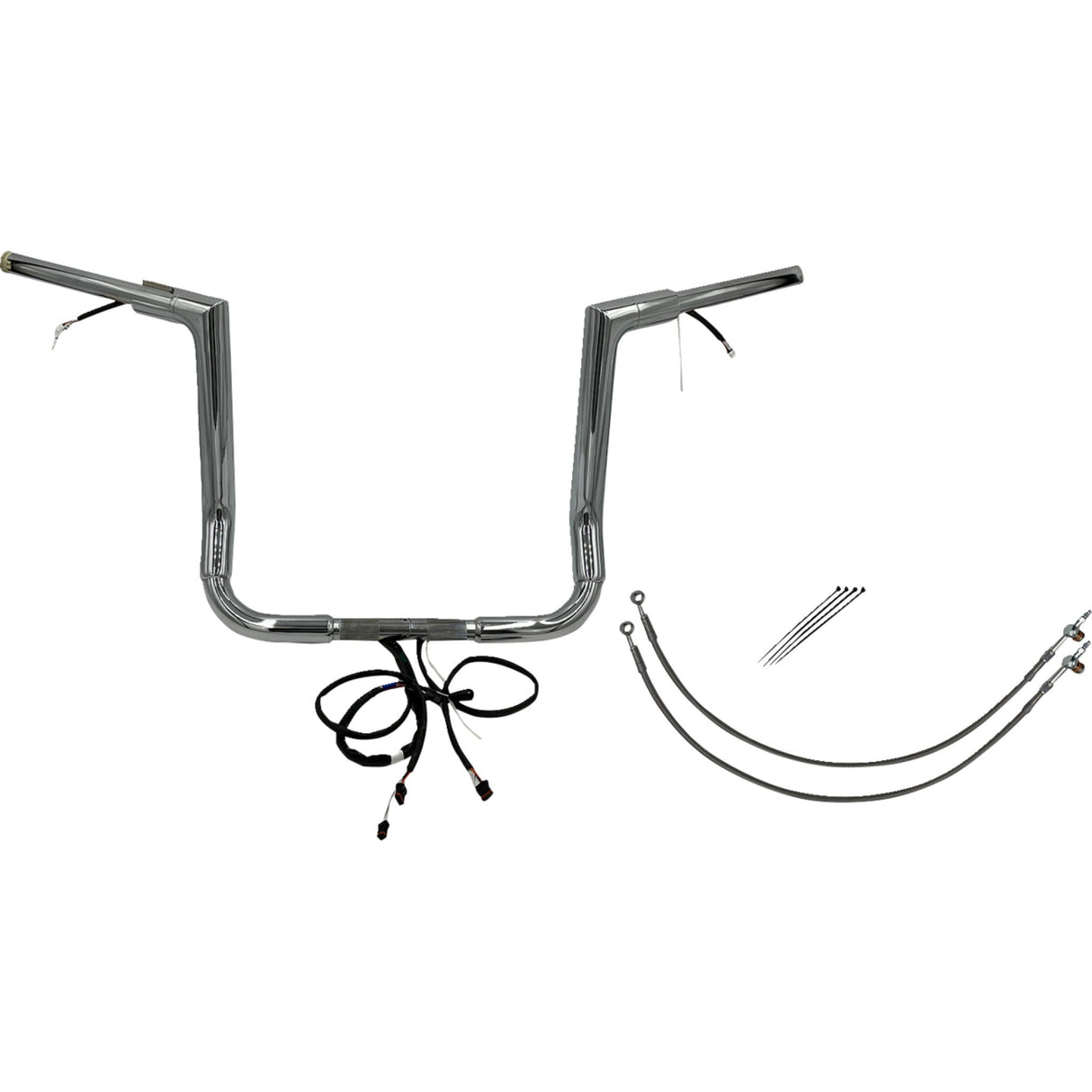FAT Baggers INC. EZ Install Wired 1-1/2" Flat Top Handlebar Kit 14" Chrome - 601214 For Harley Touring 2014-2015