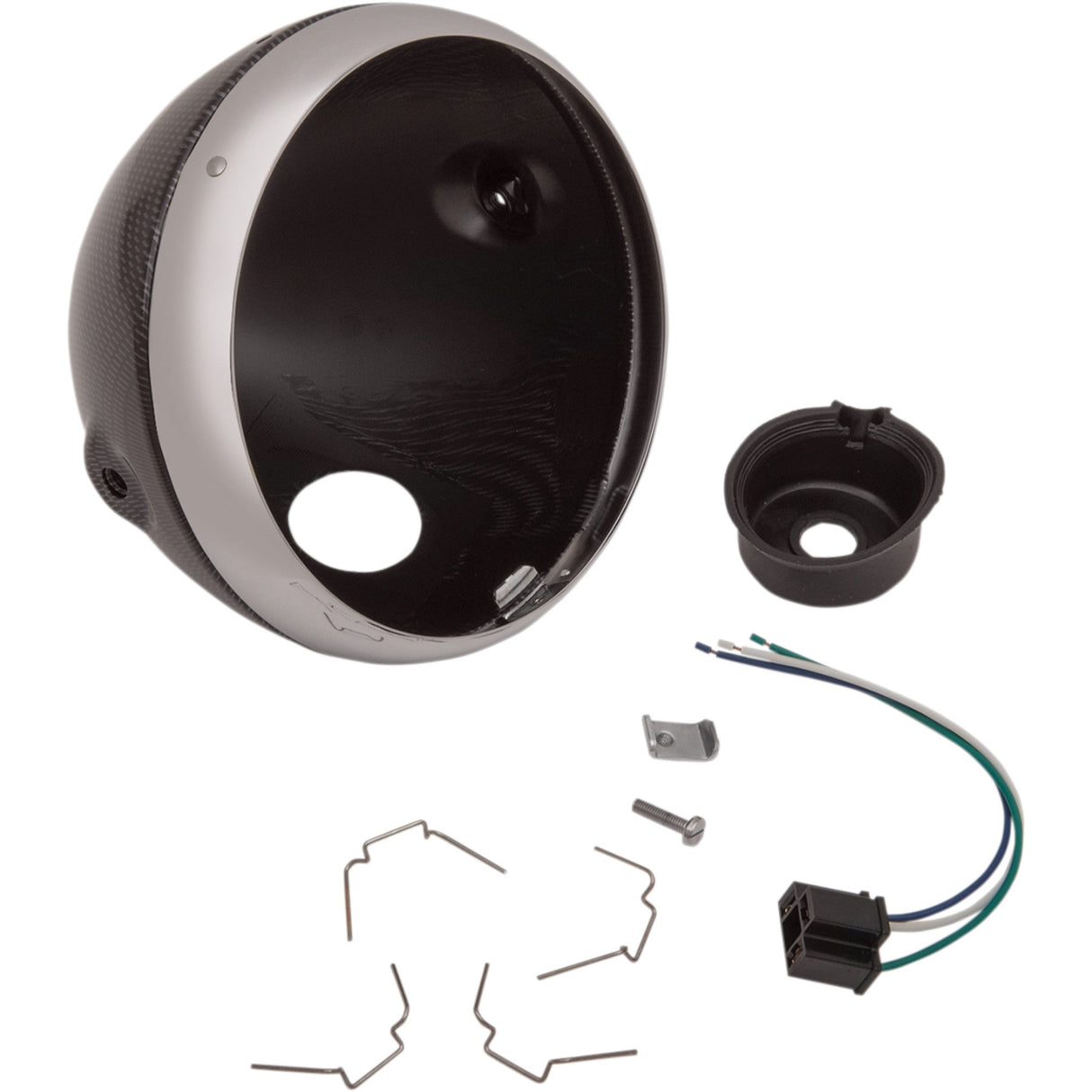 EMGO 2001-0825 66-65069 Lucas Style 7" Side Mount Headlight Shells Lucas Style Headlight Shell - 7" - Faux Carbon