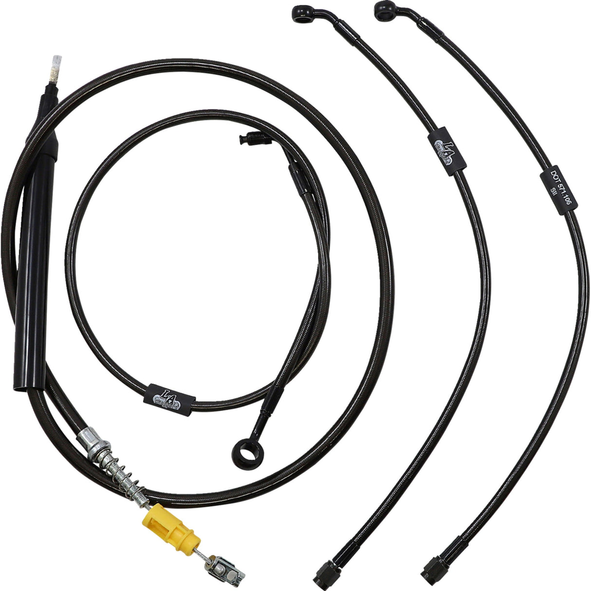 LA Choppers Standard Midnight Braided Handlebar Cable Brake Line Kit — Ape Hanger 15"-17" Ape Hangers - LA-8157KT-16M For Harley Softail 2018-2024