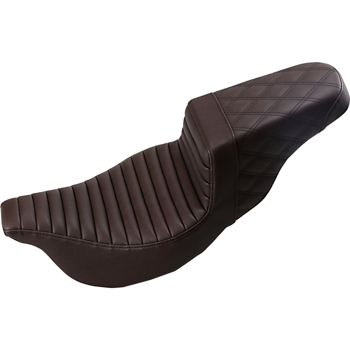 Saddlemen Step-Up Seat — Rear Lattice Stitch Front Tuck-N-Roll Brown - 808-07B-176BR For Harley Touring 2008-2025