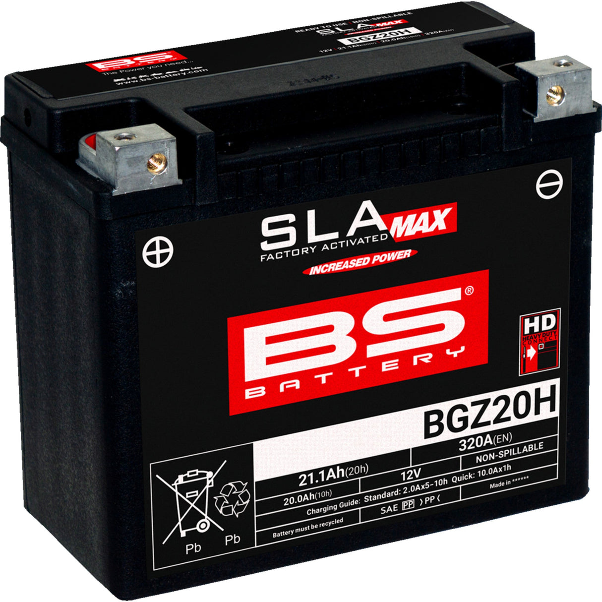 BS BATTERY 2113-0986 300938 SLA MAX Factory- Activated AGM Maintenance-Free Battery Battery - BGZ20H