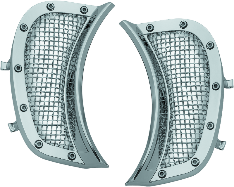 Kuryakyn Mesh Headlight Vent Accents Chrome - 6518 For Harley Road Glide 2015-2021