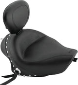 Mustang Motorcycle Mustang 3.3 Wide Stud Touring Solo Seat W Driver Backrest Black - 79439 For Harley Sportster 2004-2021