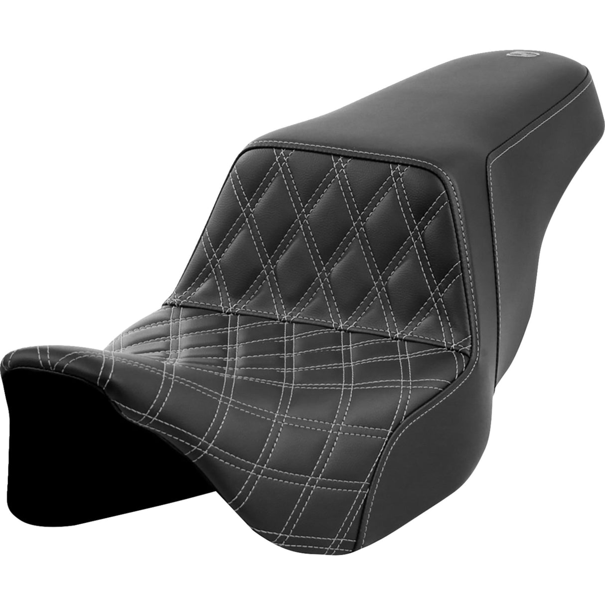 Saddlemen Lattice Stitch Step-Up Seat Front Dark Gray Stitch - 808-07B-17202 For Harley Touring 2008-2024