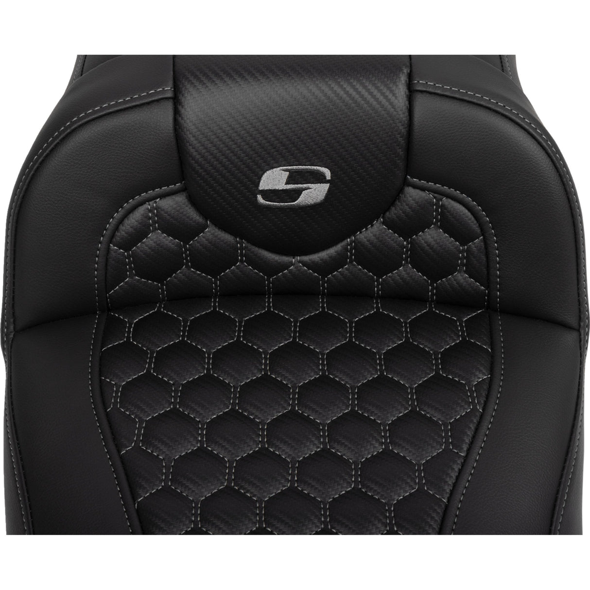 SADDLEMEN 0801-1764 823-07-190B2 Roadsofa™ Extended Reach Seat - with Backrest - Honeycomb - Dark Gray Stitch - FLTR/FLHX 23-24