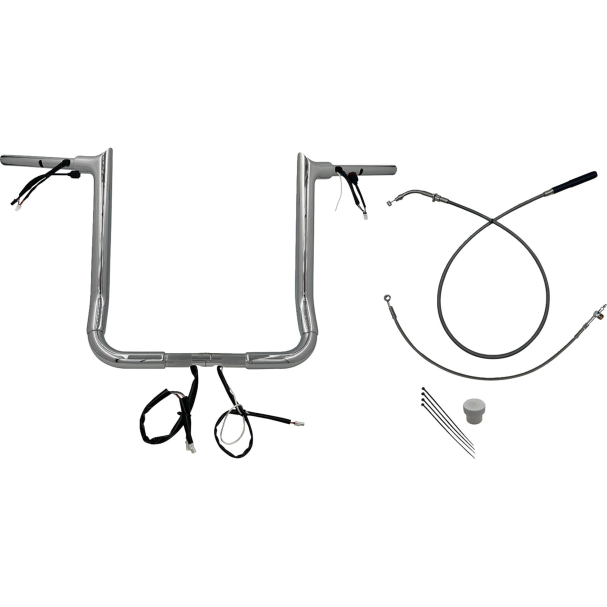 FAT Baggers INC. EZ Install Wired Handlebar Kit 1-1/2" Pointed Top 16" Chrome - 849016 For Harley Street Glide 2023-2026
