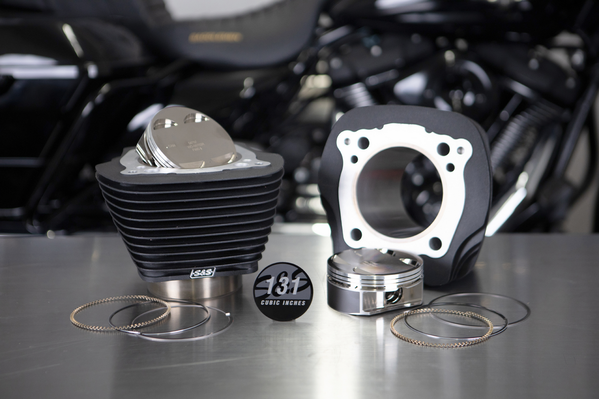 Cylinder & Piston Kit - 131" - Wrinkle Black with Non-Highlighted Fins - M8 - 0931-1011