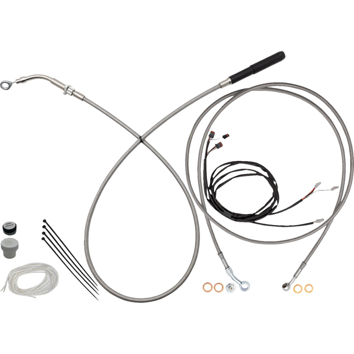 FAT BAGGERS INC. 0662-1301 219014 EZ Install Kit 13"/14" handlebars - upper clutch - full length - braided stainless steel