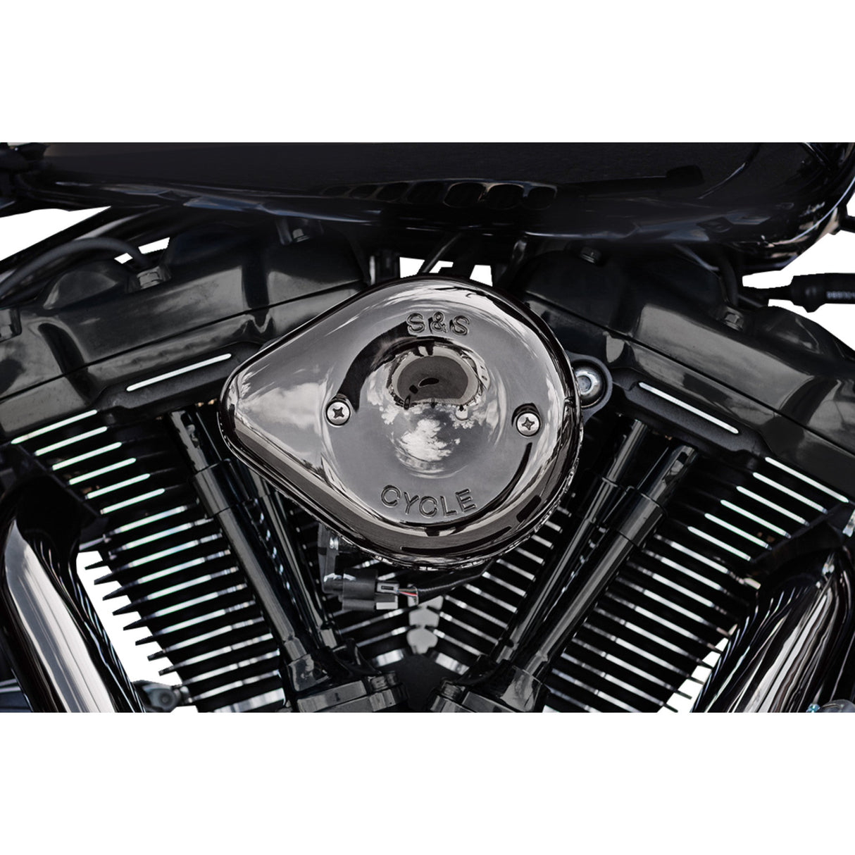S&S Cycle Stealth Teardrop Air Cleaner Kit M8 Lava Chrome - 170-0782 For Harley Motorcycles 2017-2023