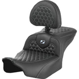 Saddlemen Honeycomb Roadsofa™ Seat With Backrest Honeycomb Silver Stitch - 823-07-189B5 For Harley Touring 2023-2026