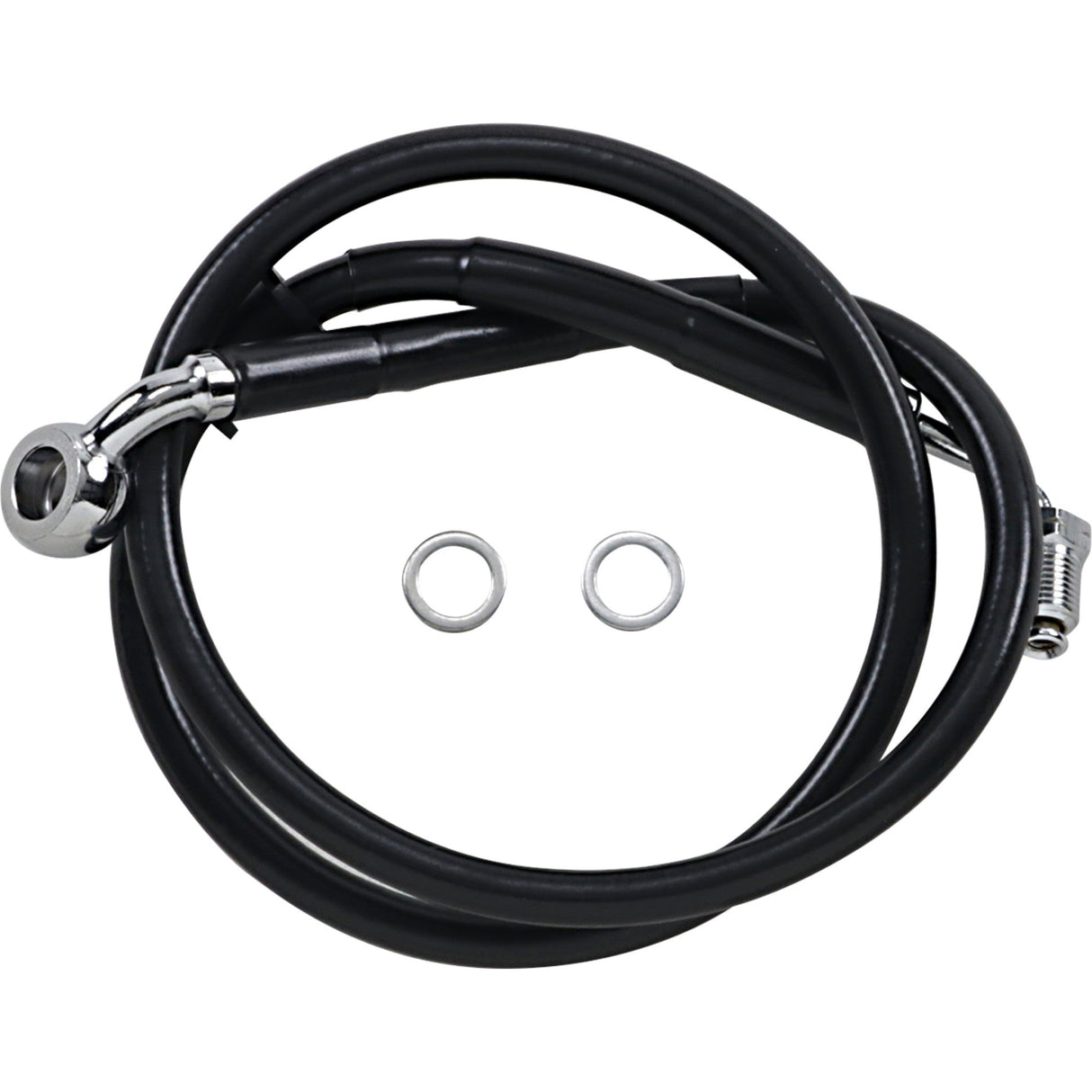 Drag Specialties Extended Length Stainless Steel Brake Line +8" Black For Harley Softail 2018-2023