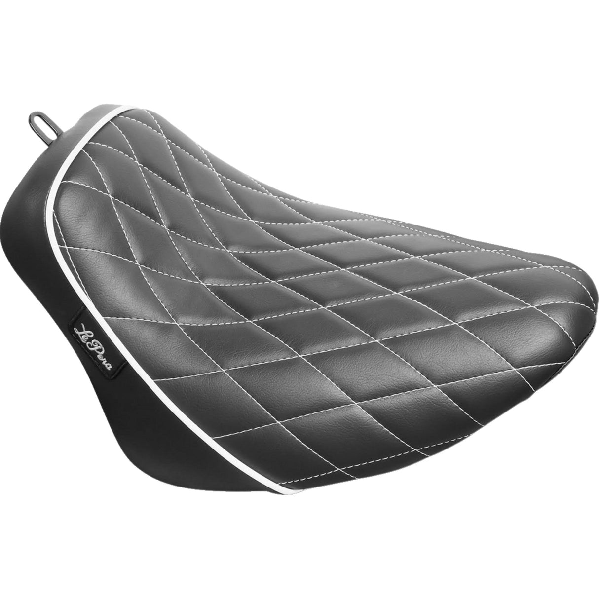 LePera Bare Bones Solo Seat Diamond Stitch With White Stitching Piping Black - LY-007DMWTP For Harley Softail 2018-2023