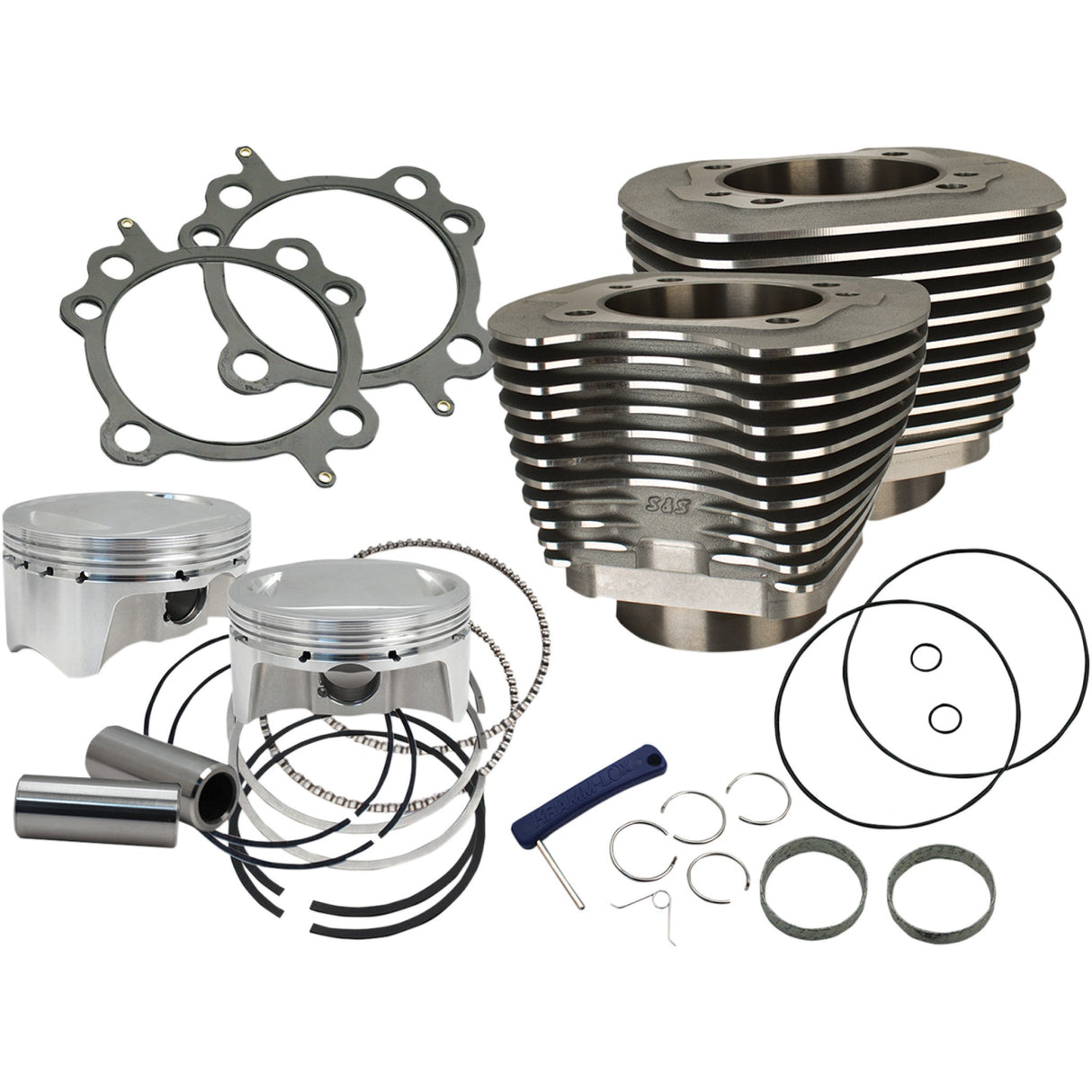 S&S CYCLE 0931-0536 910-0481 Big Bore Cylinder Kit - 98" Big Bore Cylinder Kit - Twin Cam - Black