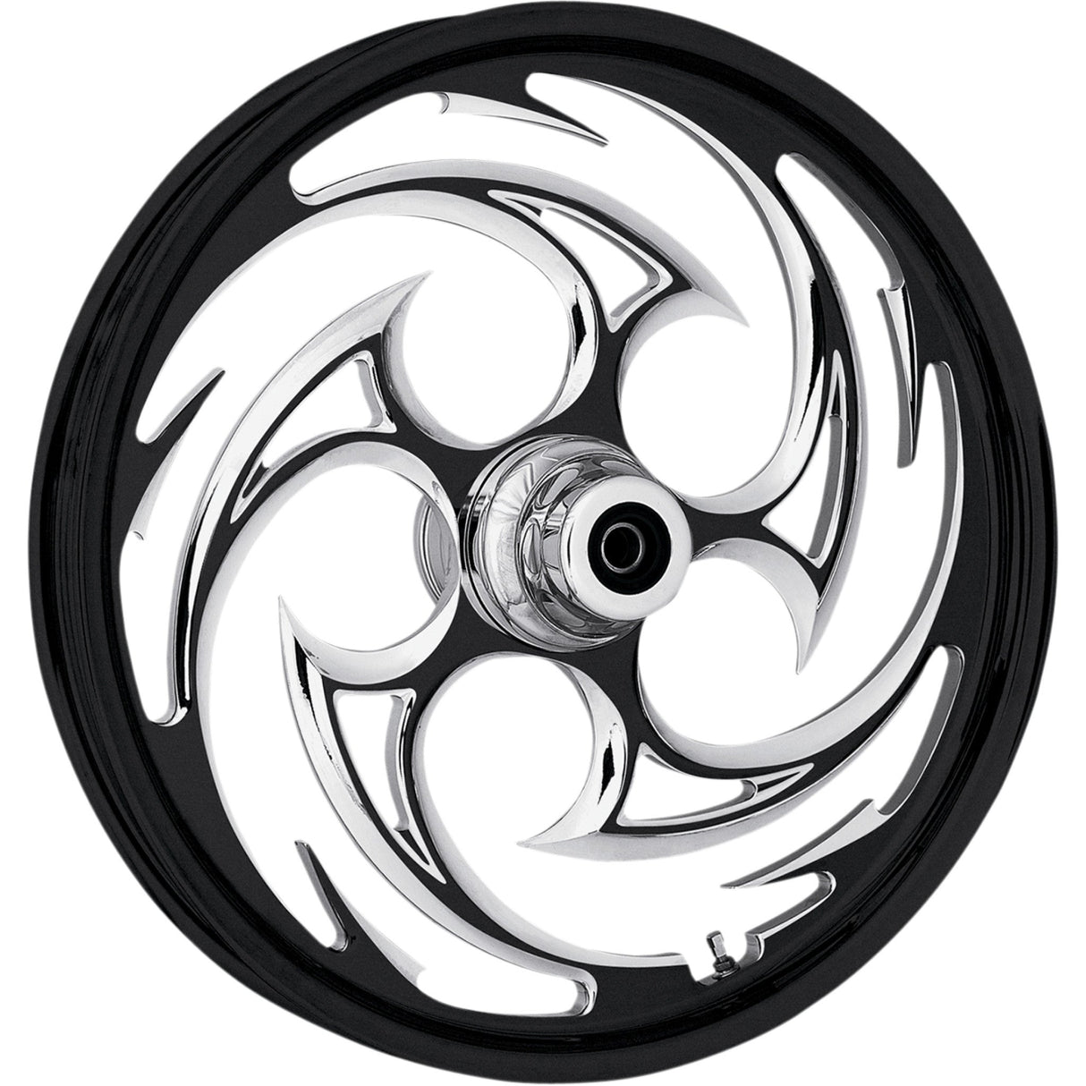 RC Components Savage Eclipse One-Piece Forged Aluminum Wheel Front Dual Disc With ABS Black Eclipse - 21350-9031A-85E For Harley Touring 2008-2013