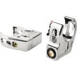 JOKER MACHINE 2020-2143 05-220-3 Fork Mount Turn Signals - 39 mm - Amber - Chrome