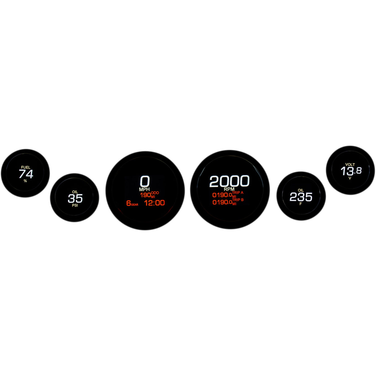 Dakota Digital Six-Gauge MLX Series Kit Black Bezel - MLX-8604-K For Harley Touring 2004-2013