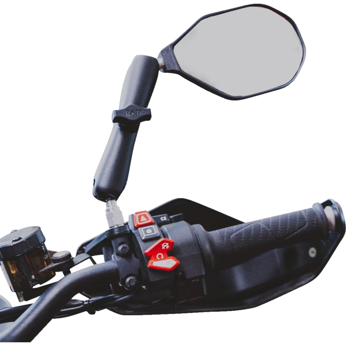 RAM MOUNTS 0640-1726 RAP-465RU Tough-Mirror™ Right Mirror without Ball Tough-Mirror™ - Side View - Oval - Black - Right