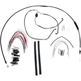 Burly Brand Complete Black Vinyl Handlebar Cable Line Kit For Ape Hangers 15" - B30-1101 For Harley Touring 2008-2013