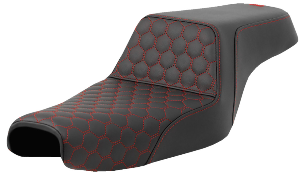 Saddlemen Honeycomb Step-Up Seat Honeycomb Red Stitching 3.3 Gal Tank - 807-11-17704 For Harley Sportster 2004-2022 (3.3G Tank)