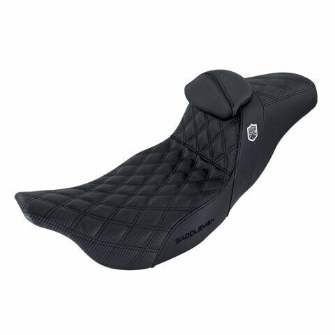 Saddlemen Pro Series SDC Performance Grip Seat With Backrest Lattice Stitch Lumbar Gripper - SC80807DBRT For Harley Touring 2008-2024