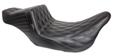LePera Tailwhip Seat Double Diamond With Chestnut Thread Black - LK-587DD-CHET For Harley Touring 2008-2024