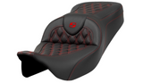 Saddlemen Roadsofa™ Lattice Stitch Seat Red Stitch Without Backrest - 808-07B-18204 For Harley Touring 2008-2023