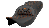 Saddlemen Roadsofa™ Lattice Stitch Seat Orange Stitch Without Backrest - 808-07B-18203 For Harley Touring 2008-2025