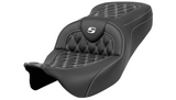 Saddlemen Roadsofa™ Lattice Stitch Seat White Stitch Without Backrest - 808-07B-18206 For Harley Touring 2008-2023