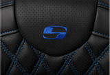 Saddlemen Roadsofa™ Lattice Stitch Seat With Backrest Blue Stitch - 808-07B-182B1 For Harley Touring 2008-2025