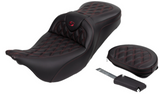 Saddlemen Roadsofa™ Lattice Stitch Seat With Backrest Wine Berry Stitch - 808-07B-182B8 For Harley Touring 2008-2023