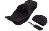 Saddlemen Roadsofa™ Lattice Stitch Seat With Backrest Dark Gray Stitch - 808-07B-182B2 For Harley Touring 2008-2025