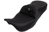 Saddlemen Roadsofa™ Lattice Stitch Seat With Backrest Dark Gray Stitch - 808-07B-182B2 For Harley Touring 2008-2025