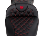 Saddlemen Roadsofa™ Lattice Stitch Seat With Backrest Red Stitch - 808-07B-182B4 For Harley Touring 2008-2025