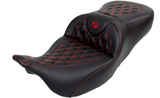 Saddlemen Roadsofa™ Lattice Stitch Seat With Backrest Red Stitch - 808-07B-182B4 For Harley Touring 2008-2025