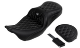Saddlemen Roadsofa™ Lattice Stitch Seat With Backrest Silver Stitch - 808-07B-182B5 For Harley Touring 2008-2025
