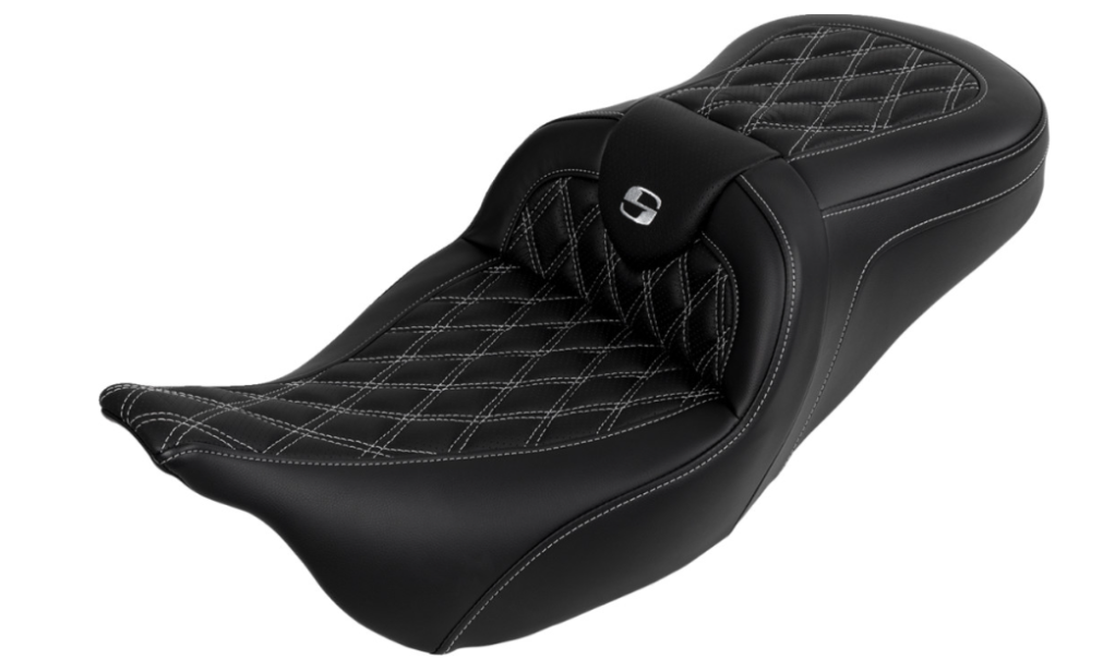 Saddlemen Roadsofa™ Lattice Stitch Seat With Backrest Silver Stitch - 808-07B-182B5 For Harley Touring 2008-2025