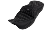 Saddlemen Roadsofa™ Lattice Stitch Seat With Backrest White Stitch - 808-07B-182B6 For Harley Touring 2008-2025