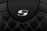 Saddlemen Roadsofa™ Lattice Stitch Seat With Backrest White Stitch - 808-07B-182B6 For Harley Touring 2008-2025