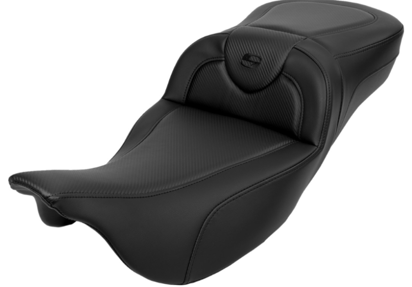 Saddlemen Roadsofa™ Carbon Fiber Seat Black Stitch Backrest - 808-07B-186B0 For Harley Touring 2008-2023